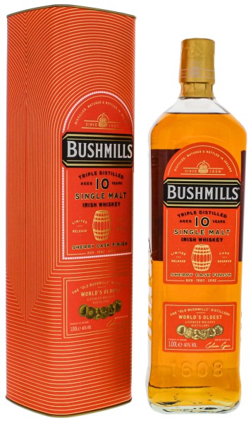 Bushmills Irish Single Malt Whiskey 10 Jahre Sherry Cask Finish 1,0L 46%