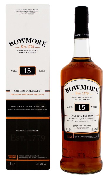 Bowmore 15 Jahre Golden and Elegant Malt Whisky 1,0L 43%