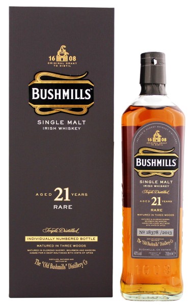 Bushmills Irish Single Malt Whiskey 21 Jahre, 0,7 L, 40%