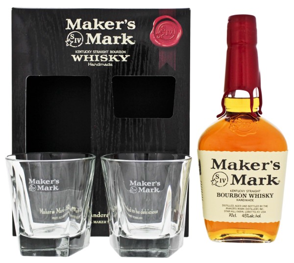 Maker's Mark Bourbon 0,7L 45% Geschenkset mit 2 Gläser
