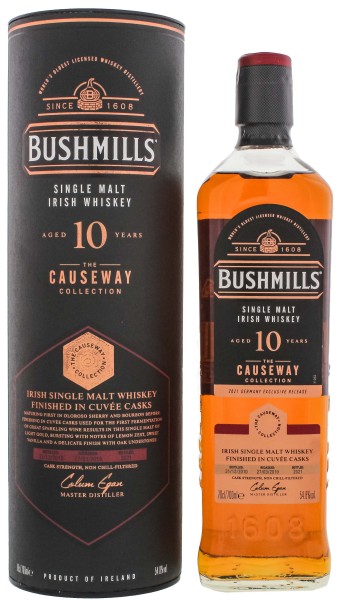 Bushmills 10 Jahre Irish Single Malt Whiskey Causeway Collection 2021 Cuvee Finish 0,7L 54,8%