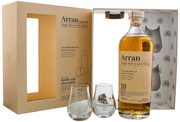 Arran 10YO Single Malt Scotch Whisky 0,7L 46% + 2 Gläser